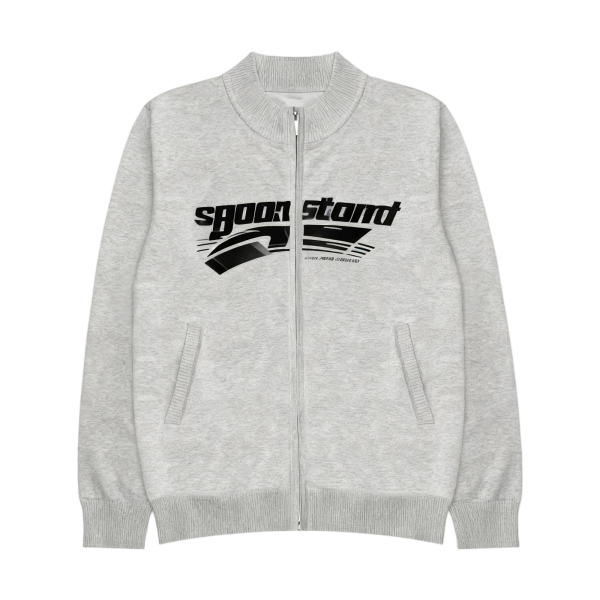 Men's Gray Bomber Jacket with Modern Script Letter Print