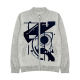 Men's Gray Bomber Jacket with Geometric Panel Print